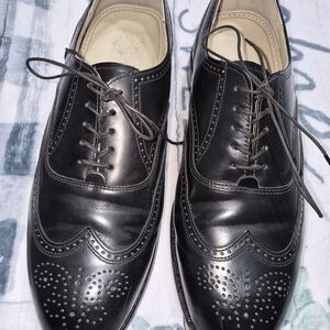 Stafford Black Leather Wingtip Oxfords